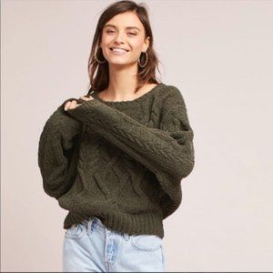 Anthro Sleeping on Snow olive green sweater